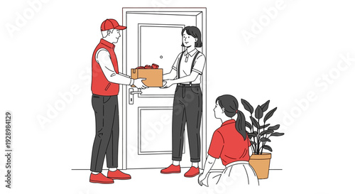 Illustration of a cyclist riding a bike on a road surrounded by trees with cars in the background