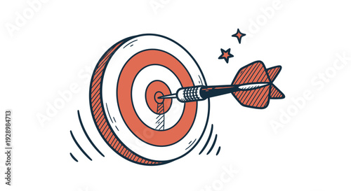 Dartboard with dart hitting the bullseye, representing achievement and success