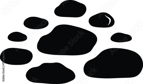 Large black paw print symbol on white background animal footprint icon pet footprint sign