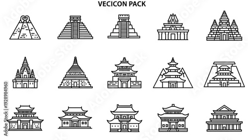 Collection of Architectural Structures and Buildings in Various Styles