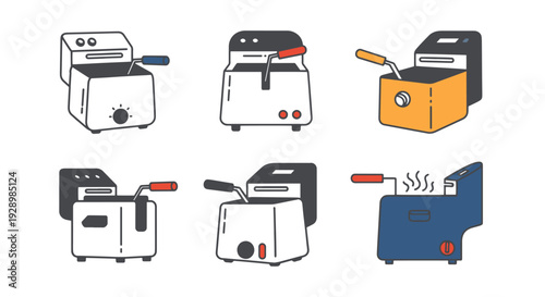 Deep Fryer Line art minimal color concept