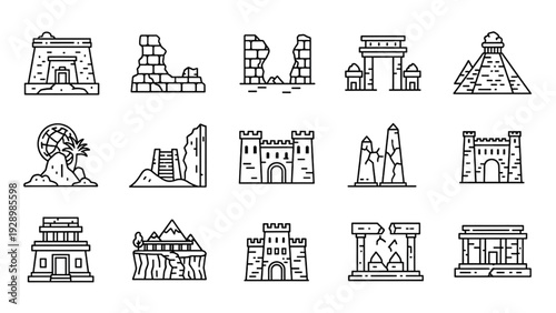 Ancient monuments and structures illustrated from various viewpoints