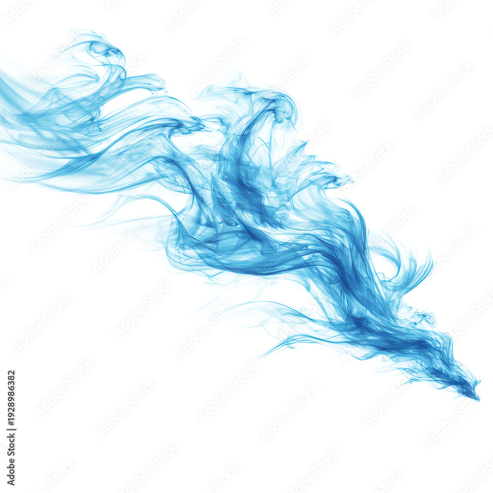 Fototapeta premium Blue Smoke Swirls Design on Transparent Background