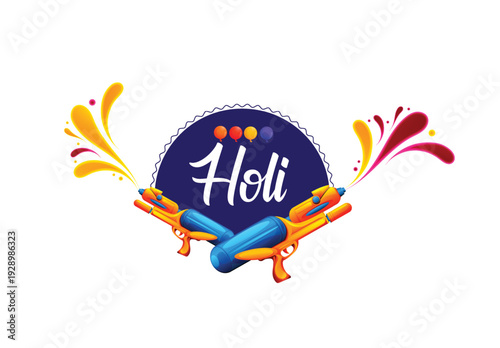 Holi celebration illustration of colorful Holi banner, poster indian Festival of Colours with hindi text holi hai