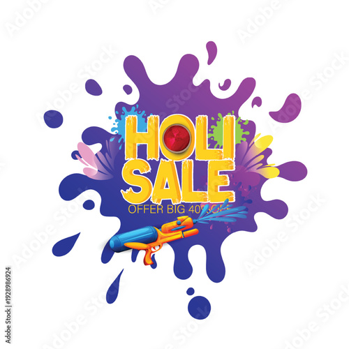 Holi celebration illustration of colorful Holi banner, poster indian Festival of Colours with hindi text holi hai