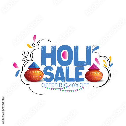 Holi celebration illustration of colorful Holi banner, poster indian Festival of Colours with hindi text holi hai