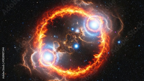 Celestial ballet of light and cosmic plasma in a far-off galaxy spectacle of stellar activity