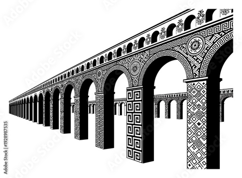 Roman Aqueduct Vector - Minimalist Architecture