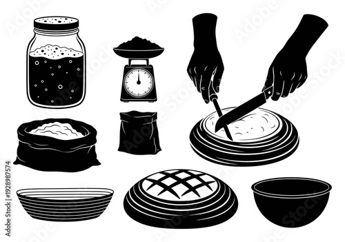 Sourdough Baking - Artisanal Bread Process Vector