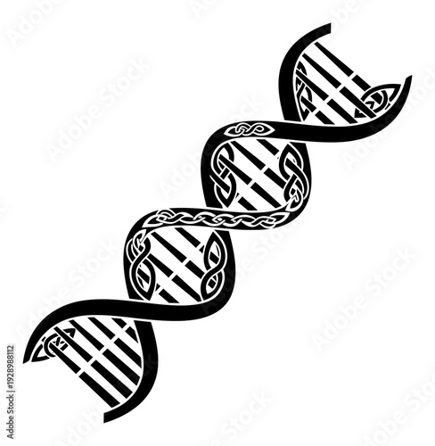 DNA Celtic Knot - Black Vector Illustration