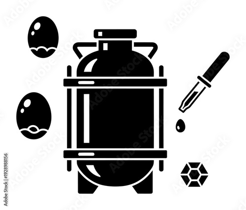 Egg Freezing Process - Cryopreservation Vector