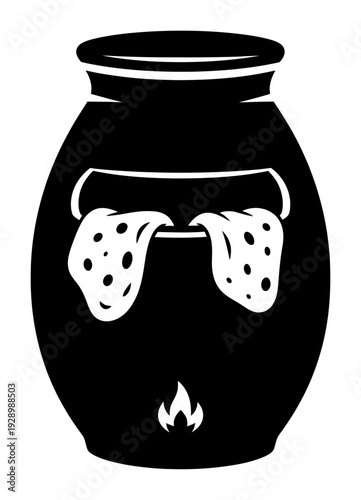 Indian Tandoor Oven & Naan Bread - Vector Illustration