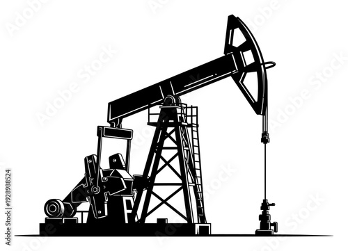 Oil Derrick Illustration - Folk Art, Minimalist Vector