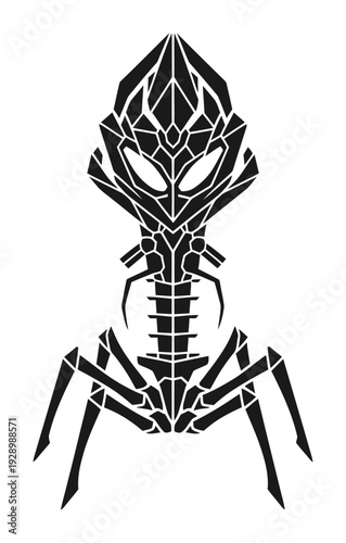 Bacteriophage Virus - Geometric Alien Ship Stencil