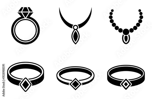 Jewelry Icons - Minimalist Line Art Vector Set