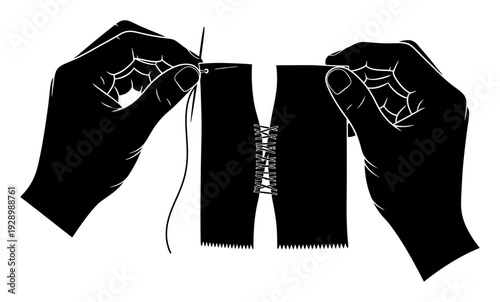 Visible Mending Vector - Sustainable Repair, Darn Illustration