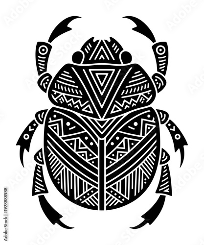 Egyptian Scarab Beetle - Geometric Tribal Vector
