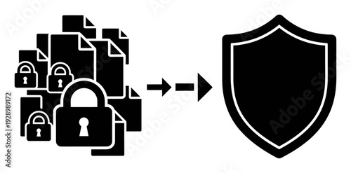 Ransomware Attack & Data Security - Vector Illustration