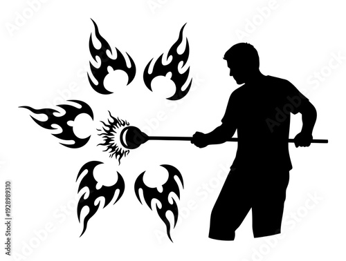 Glassblowing Silhouette - Tribal Flames Vector