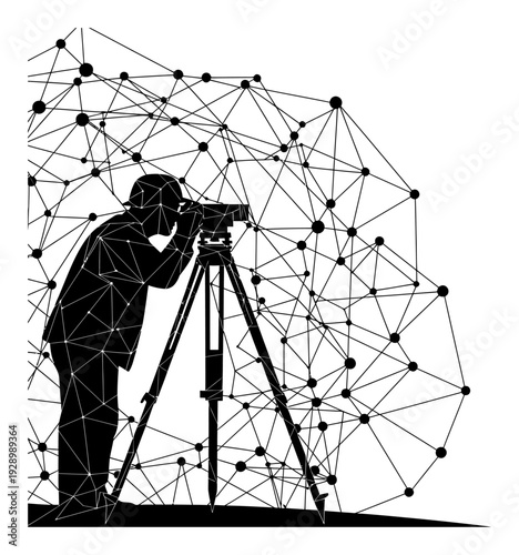 Surveyor Silhouette - Geometric Background