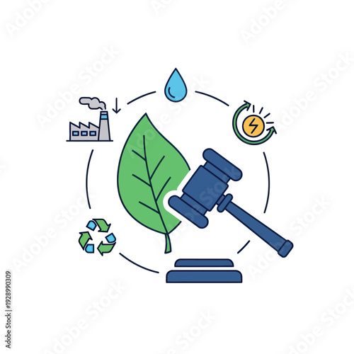 Wallpaper Mural Environmental law concept with gavel, leaf, factory, energy, water Torontodigital.ca