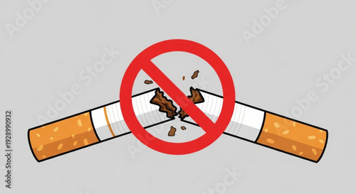 No smoking symbol with broken cigarette on gray background