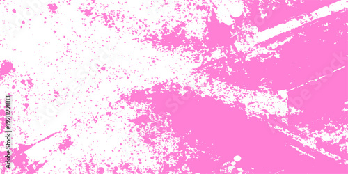 A vibrant pink watercolor texture with abstract grunge paint splatters and ink brush stains creates a decorative vector wallpaper element featuring a liquid splash pattern on an artistic paper frame