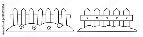 Rustic Garden Fence Line Art Illustration.
Outdoor Garden Wooden Fence Outline Vector.
Simple Wooden Fence Coloring Page Template.