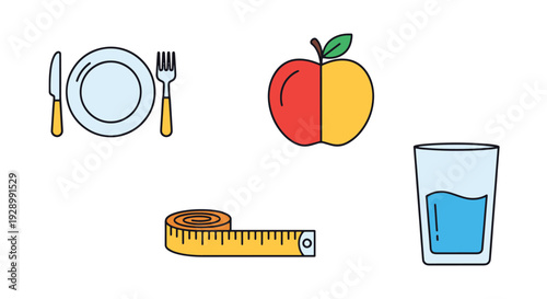 Diet Menu Line art soft tone color illustration