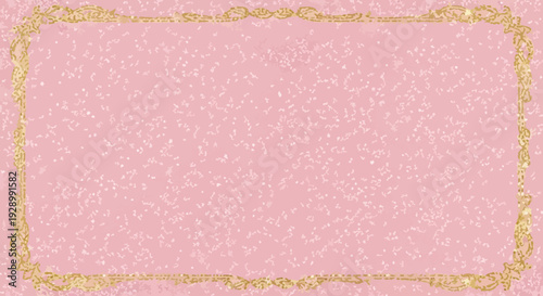 Gold Ornate Rectangular Border on Pink Background.