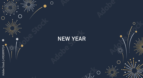 New Year Fireworks Celebration Illustration Design.