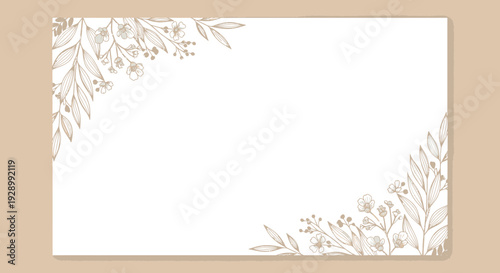 White Card with Floral Corner Decoration.