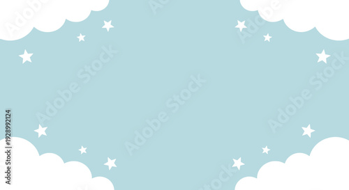 White Clouds and Stars in Blue Sky.