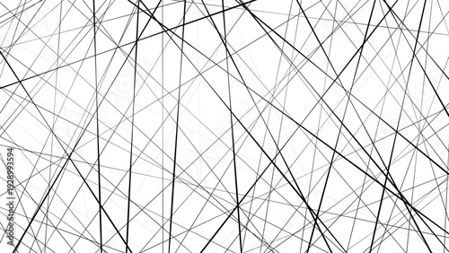 Abstract black crisscross line background on white, chaotic intersecting linear pattern, minimalist geometric texture for modern design, posters, wallpapers and creative branding	
