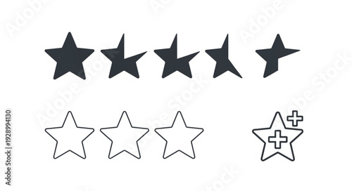 Customer feedback rating with stars and plus symbol.