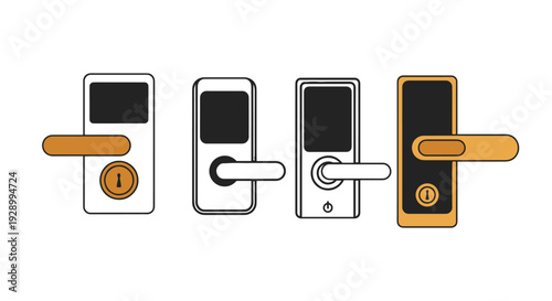 Digital Door Lock soft tone color illustration