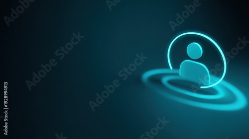 Profile Icon Representing User or Contact with Bright Neon Light
