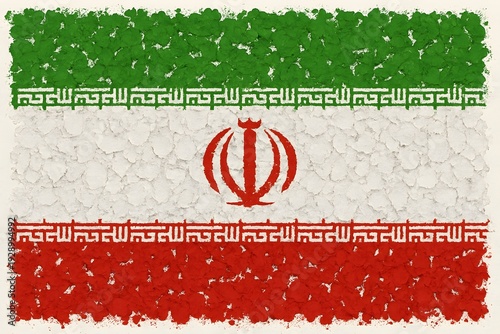 Iran National Flag with Grunge Texture — Distressed Artistic Design Symbolizing Culture, Identity, and Heritage