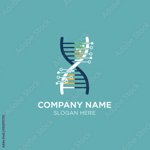 DNA Double Helix Structure Logo Design.