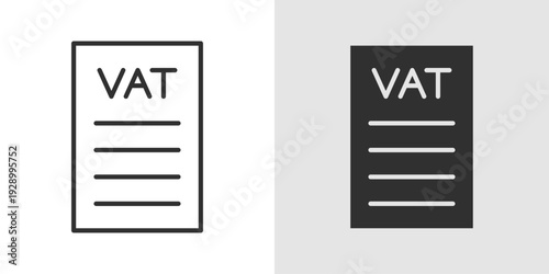 VAT Icon representing value added tax, indirect taxation, business tax compliance, and financial reporting for goods and services.