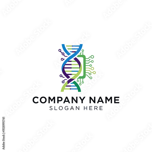 Colorful DNA Double Helix Logo Design.