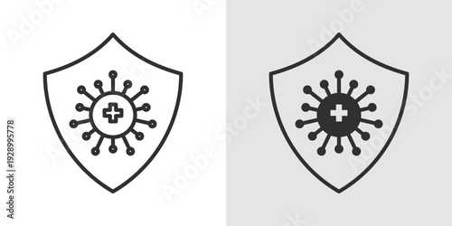 Virus Protection Icon representing antivirus security, malware prevention, cybersecurity defense, and system protection against digital threats.