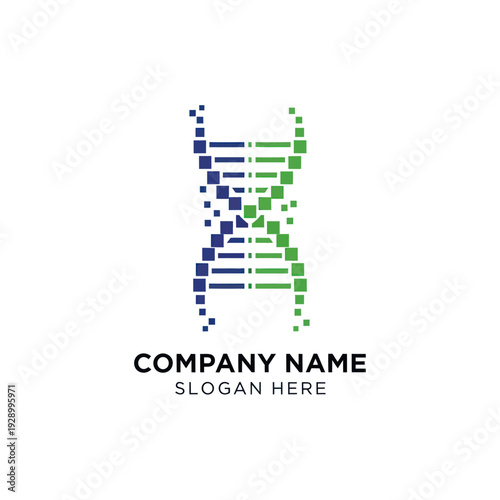 DNA Double Helix Logo Design Template.