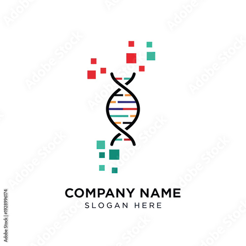 Colorful DNA Double Helix Logo Design.