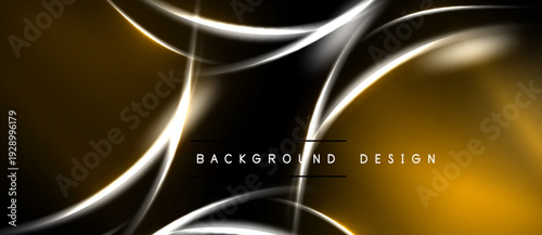 Abstract golden lines over black background. Elegant curves create dynamic visual effect. Modern design element for projects.