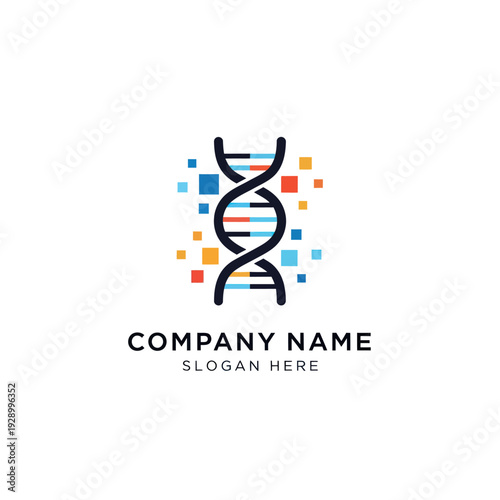 DNA Double Helix Structure Logo Design.