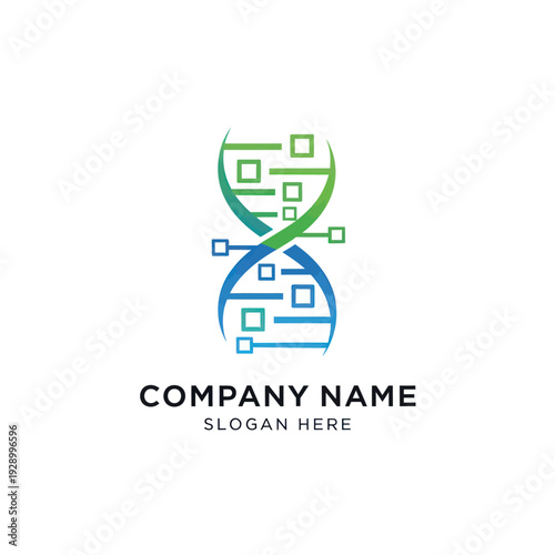 DNA Double Helix Logo Design Template.