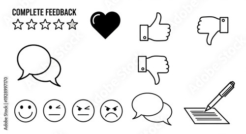 Customer feedback and satisfaction rating icons for user experience.