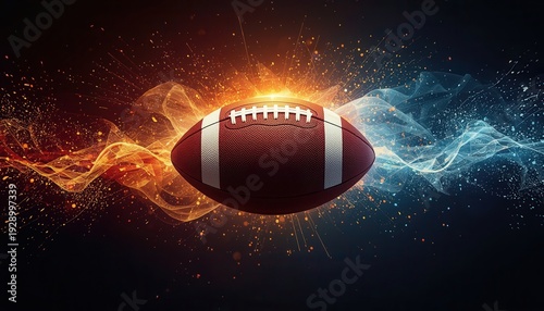 American football ball as powerful advertising visual effects