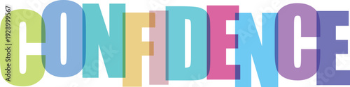 Bold Colorful Overlapping Letters Spell Out the Word CONFIDENCE on Colorful text effect